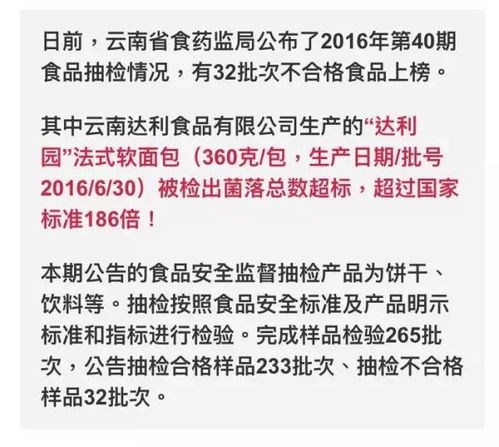 食品安全警鐘 軟面包菌落超標(biāo)186倍，攀枝花市民日常消費(fèi)需警惕